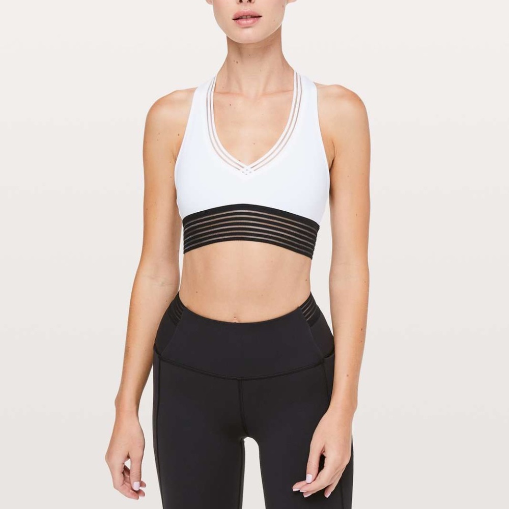Lululemon Find Focus Sports Bra White Black Size 6